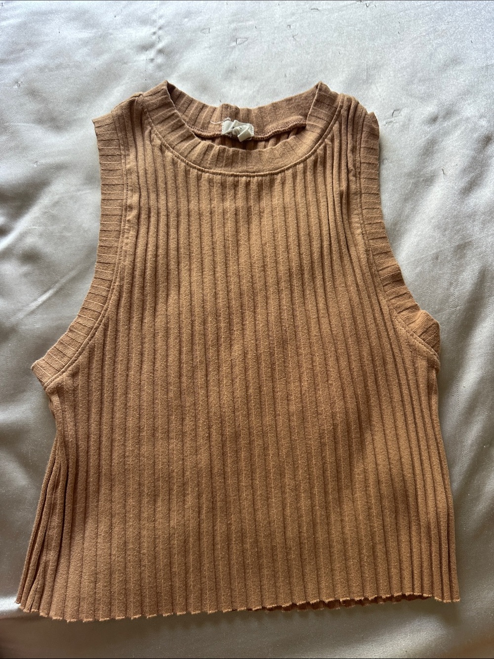 aerie Ribbed Sleeveless Crop Top - Camel Brown